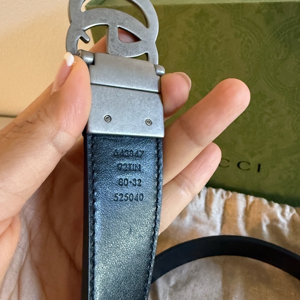 Gucci GG Marmont reversible belt Black and Gray with Iconic GG Buckle women’s‎ - Picture 5 of 6